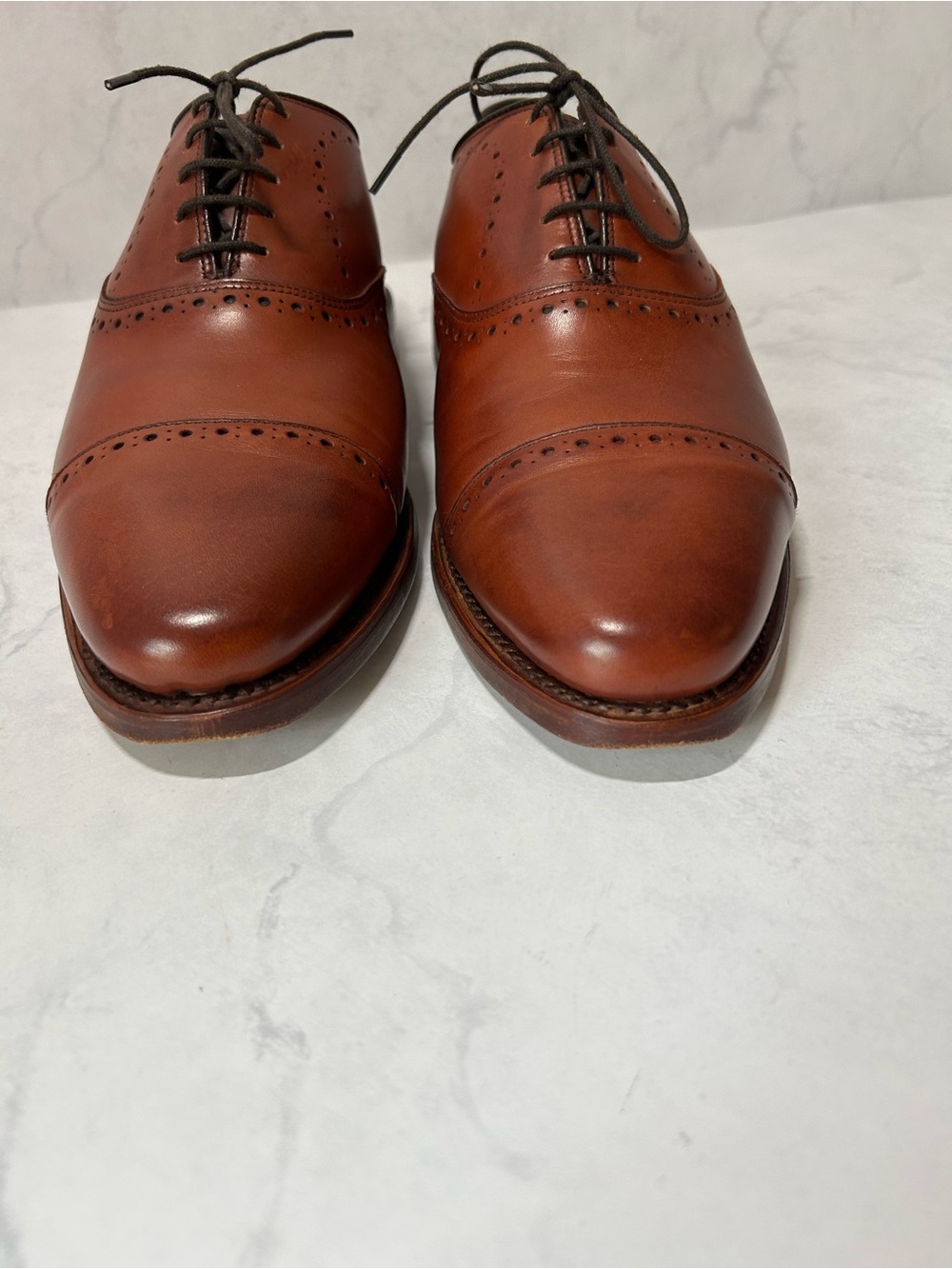 Allen Edmonds Hale 5458 Brown Leather Cap Toe Oxford Dress Shoes Mens 9 D USA